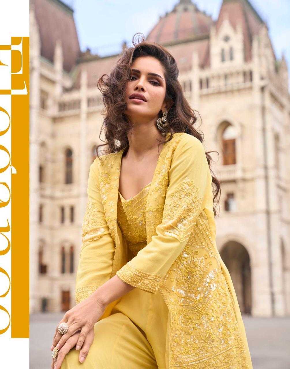 Premium Georgette Heavy Bead Embroidery Shrug Set | 3-Piece Indo-Western | Sizes S–XXL