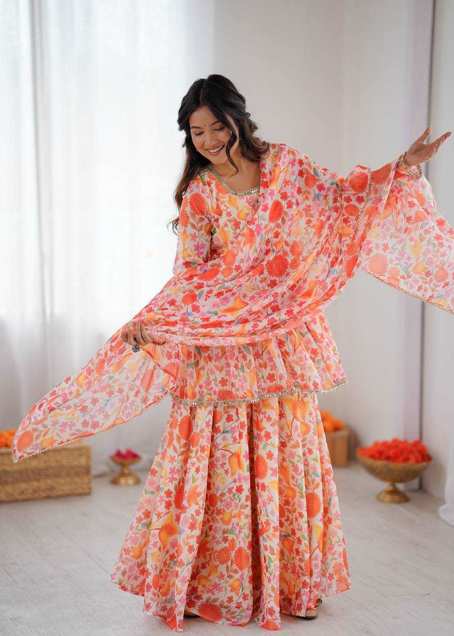 Premium Roman Silk  Palazzo  Designer  Ethnic Suit