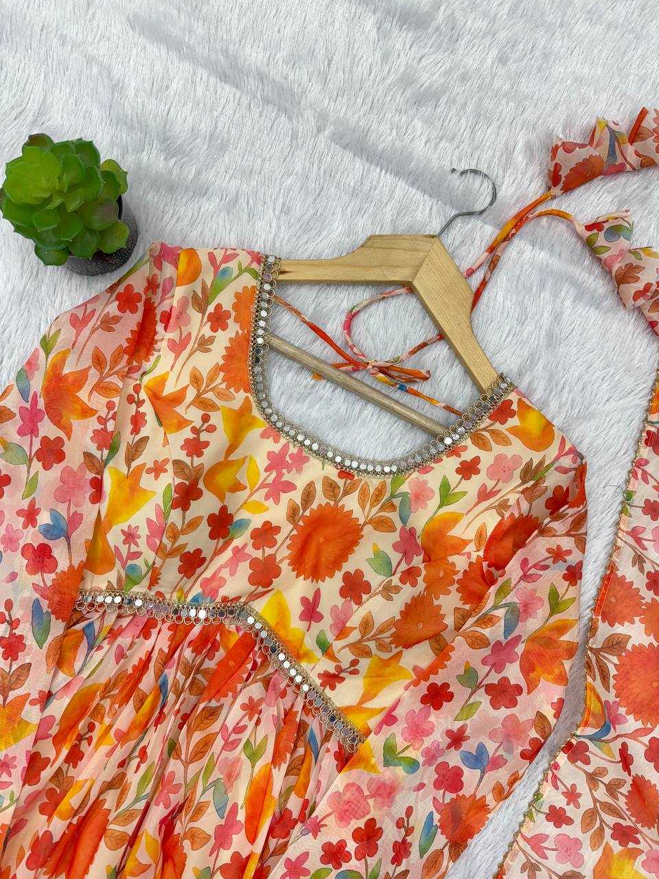 Premium Roman Silk  Palazzo  Designer  Ethnic Suit