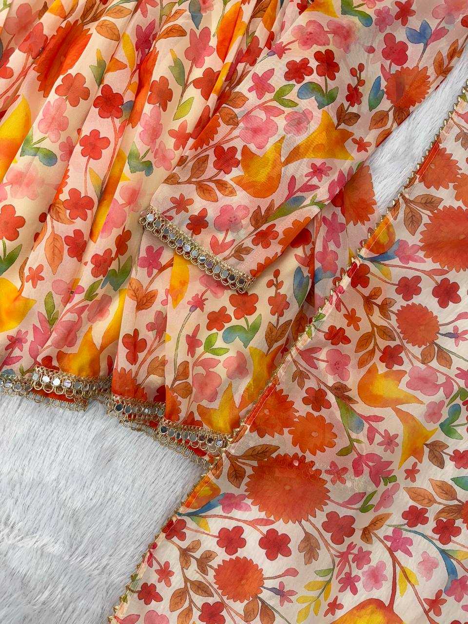 Premium Roman Silk  Palazzo  Designer  Ethnic Suit