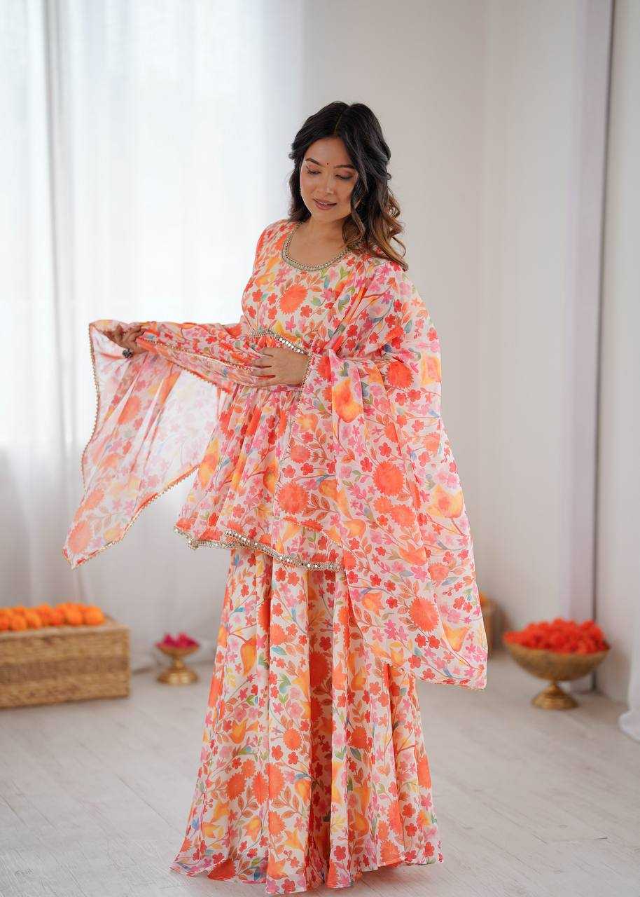Premium Roman Silk  Palazzo  Designer  Ethnic Suit