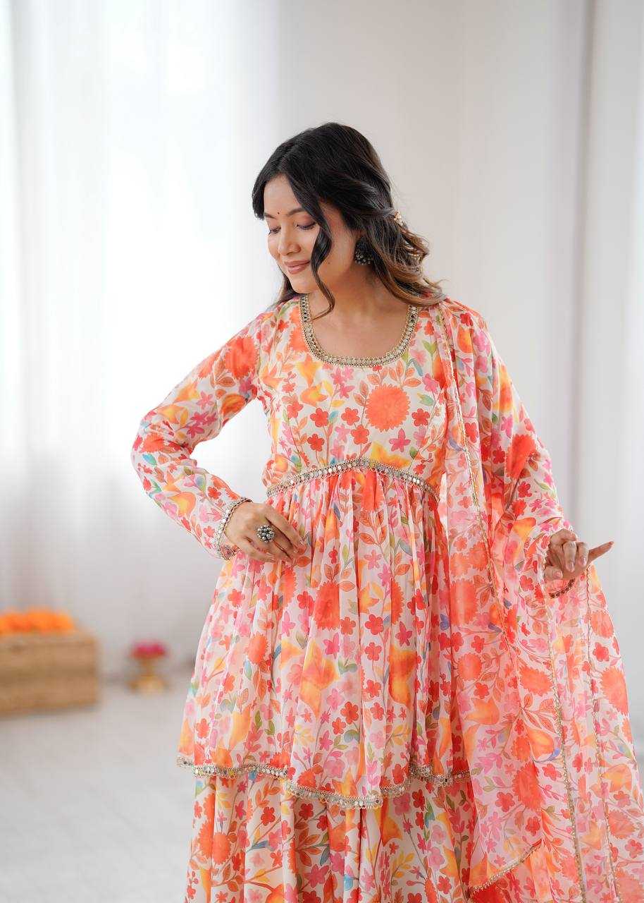 Premium Roman Silk  Palazzo  Designer  Ethnic Suit