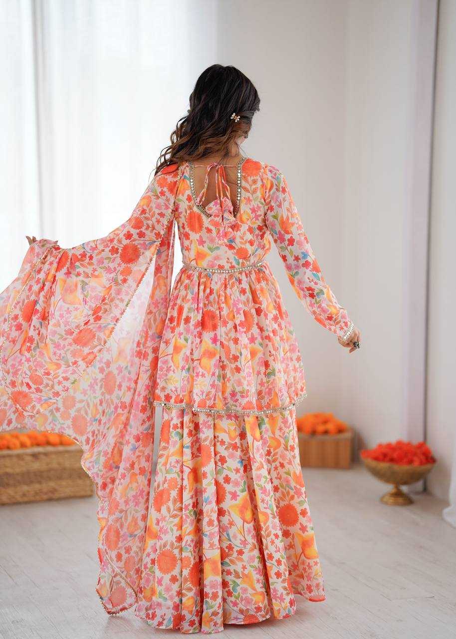 Premium Roman Silk  Palazzo  Designer  Ethnic Suit