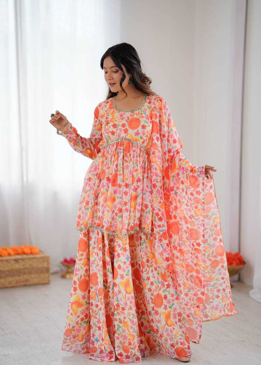 Premium Roman Silk  Palazzo  Designer  Ethnic Suit