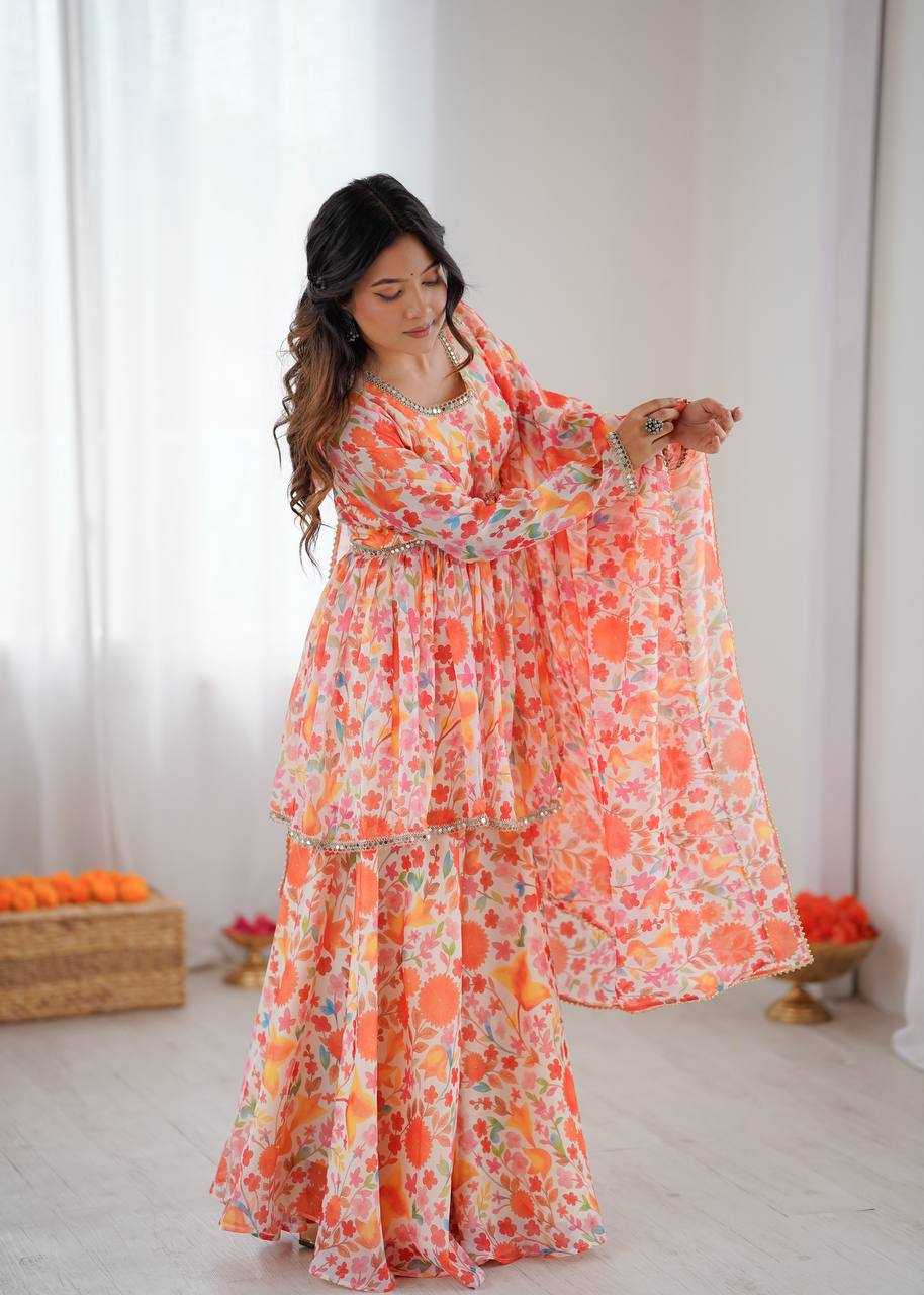 Premium Roman Silk  Palazzo  Designer  Ethnic Suit