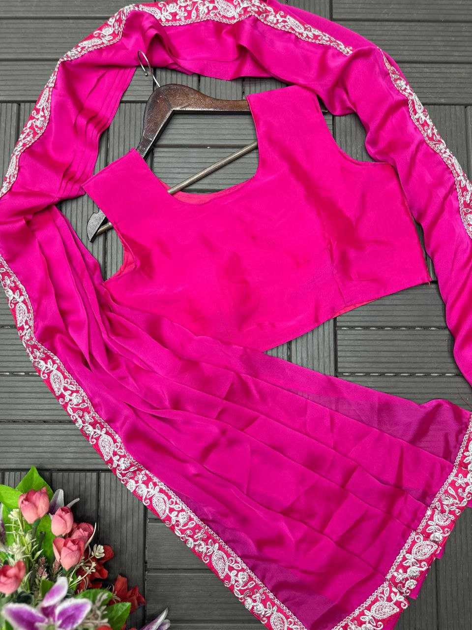 Rangoli Silk  Ready To Wear Sequence  Embroidered  Saree with Jacket