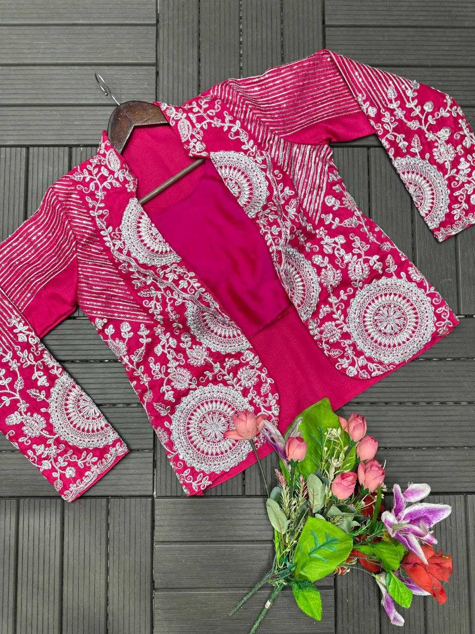 Rangoli Silk  Ready To Wear Sequence  Embroidered  Saree with Jacket