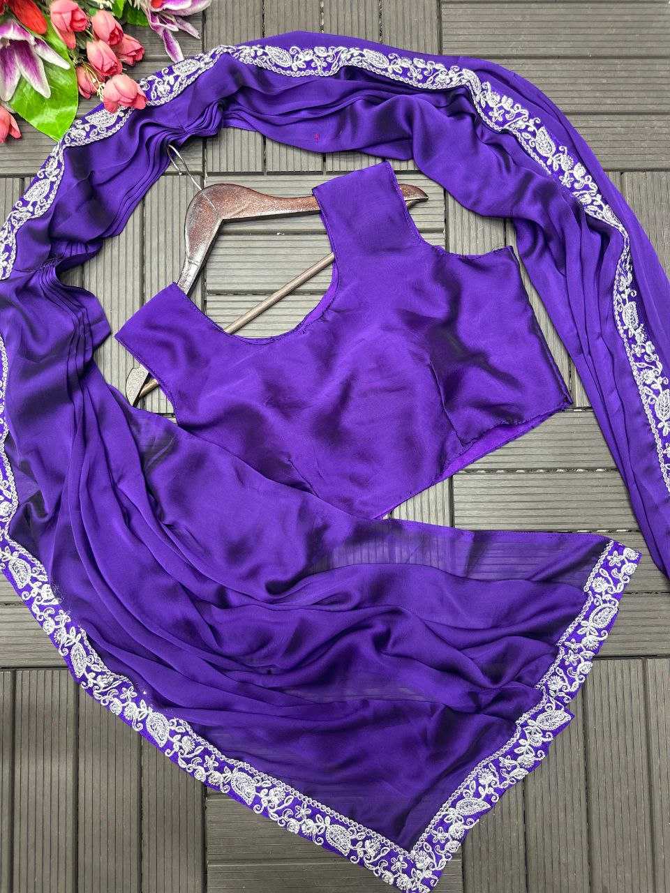 Rangoli Silk  Ready To Wear Sequence  Embroidered  Saree with Jacket
