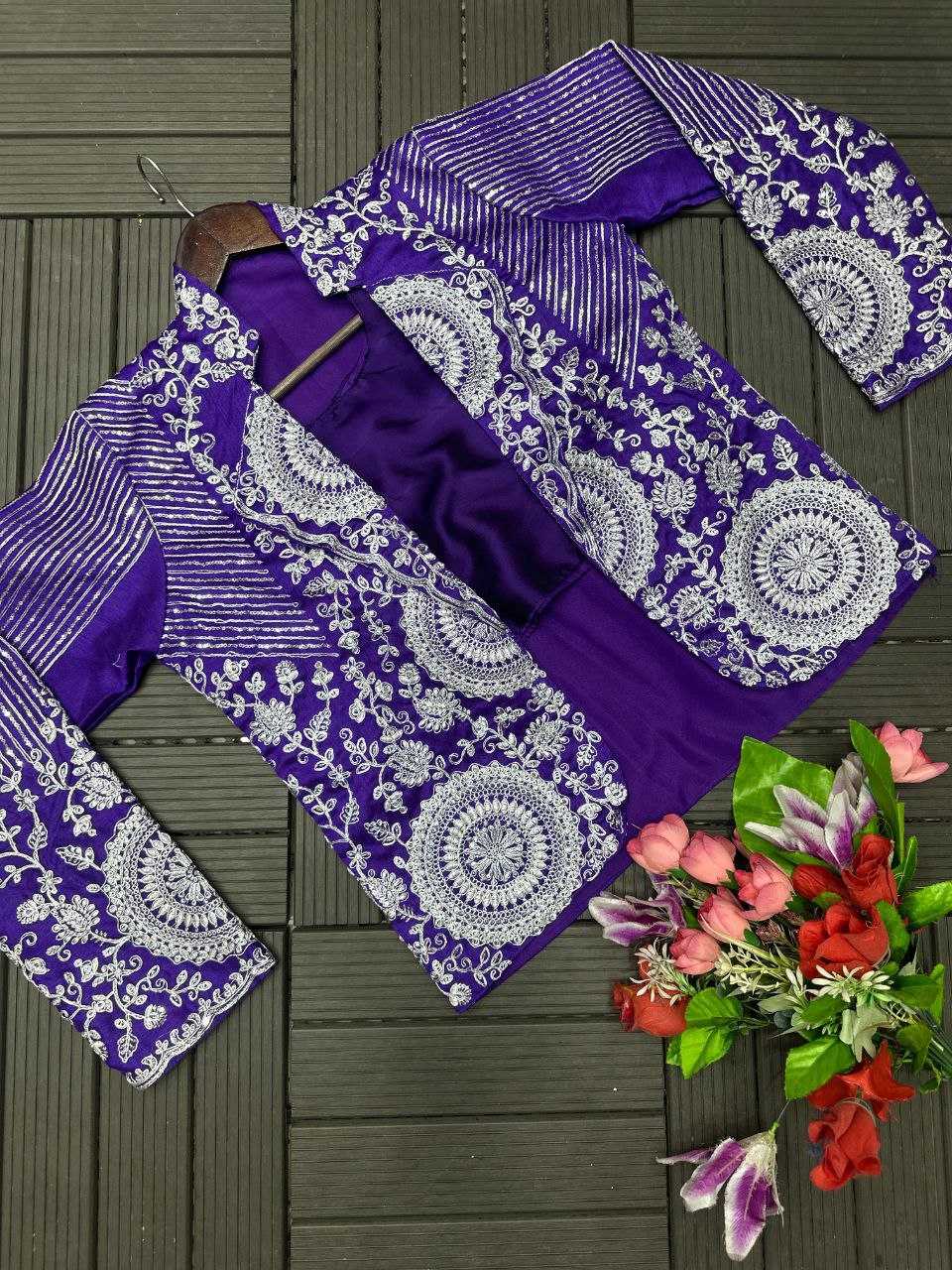 Rangoli Silk  Ready To Wear Sequence  Embroidered  Saree with Jacket