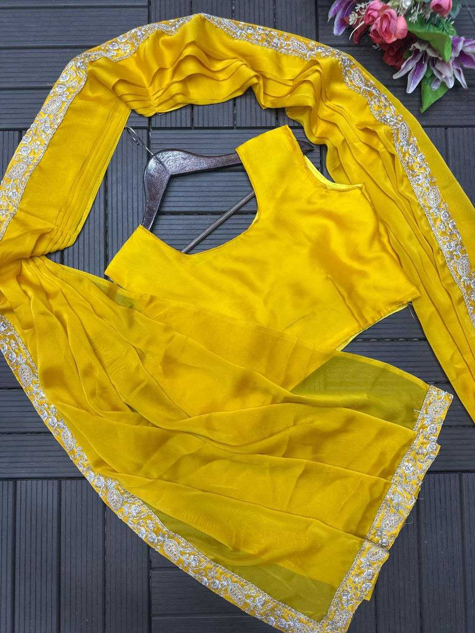 Rangoli Silk  Ready To Wear Sequence  Embroidered  Saree with Jacket