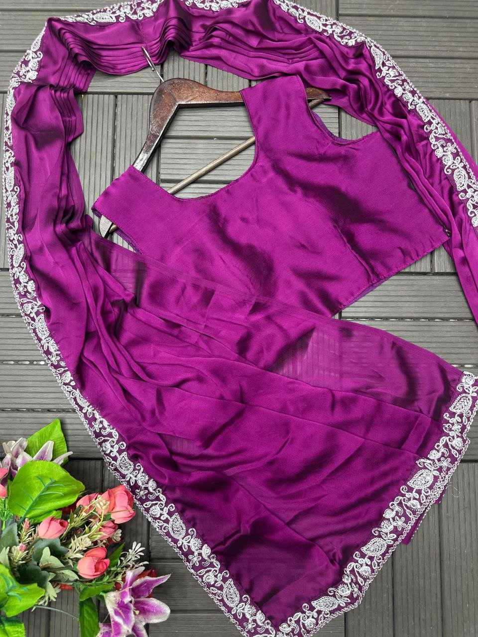 Rangoli Silk  Ready To Wear Sequence  Embroidered  Saree with Jacket