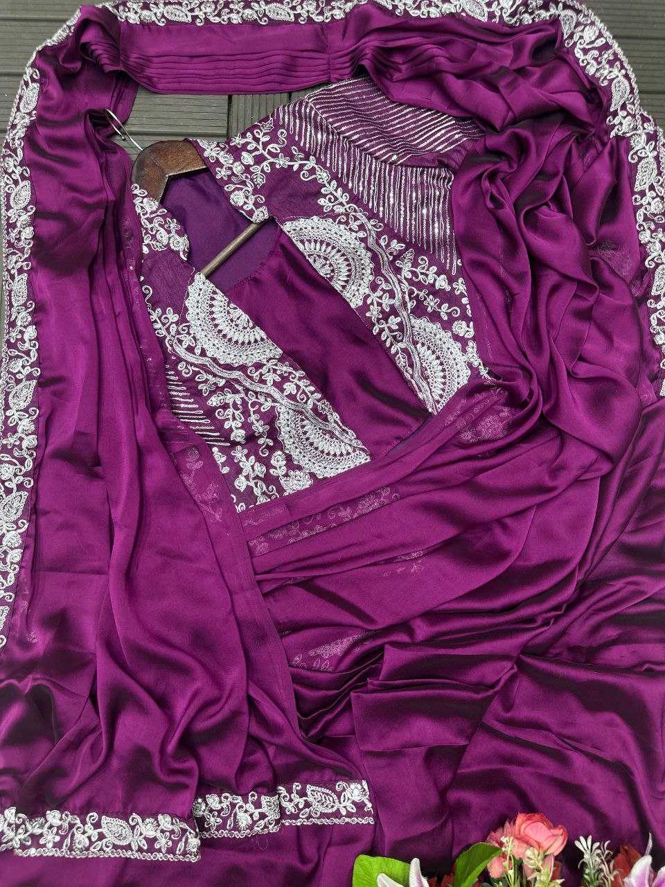 Rangoli Silk  Ready To Wear Sequence  Embroidered  Saree with Jacket