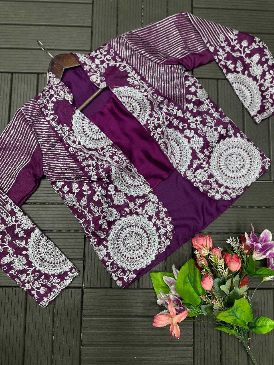 Rangoli Silk  Ready To Wear Sequence  Embroidered  Saree with Jacket