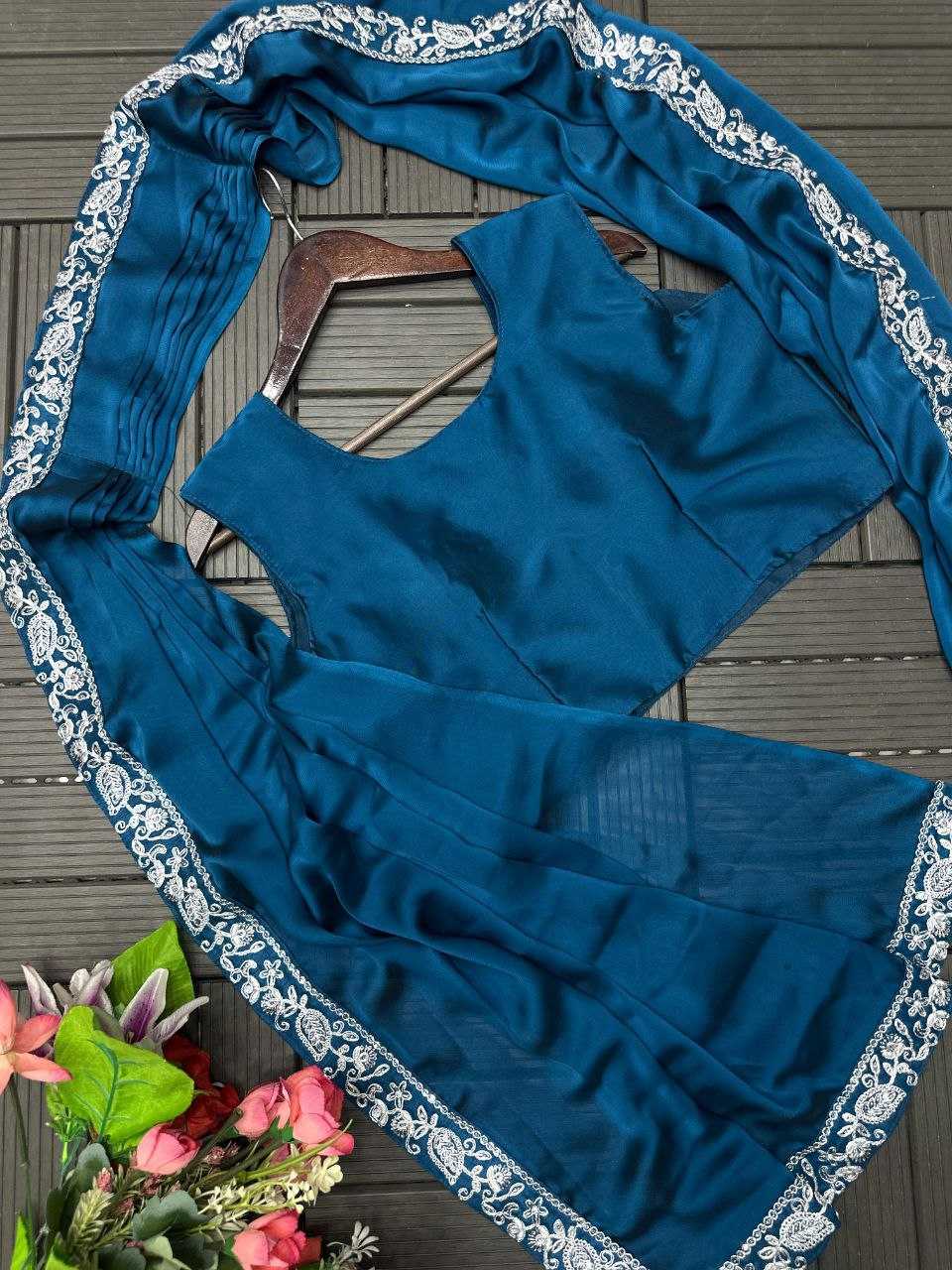 Rangoli Silk  Ready To Wear Sequence  Embroidered  Saree with Jacket