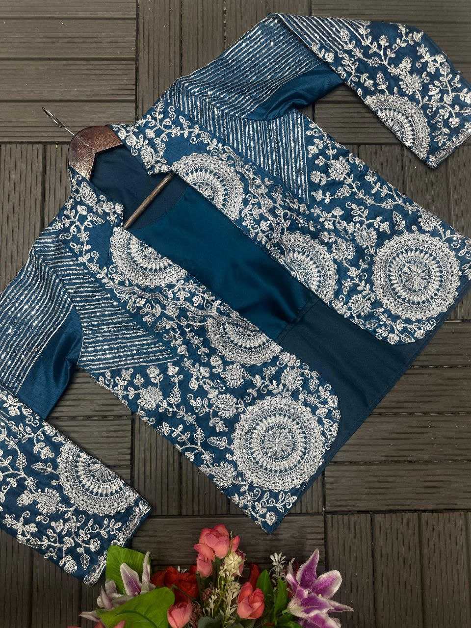 Rangoli Silk  Ready To Wear Sequence  Embroidered  Saree with Jacket