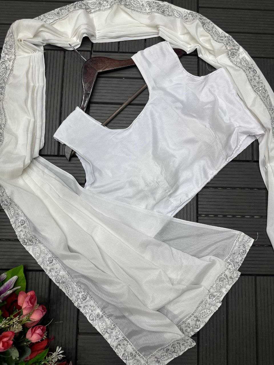 Rangoli Silk  Ready To Wear Sequence  Embroidered  Saree with Jacket