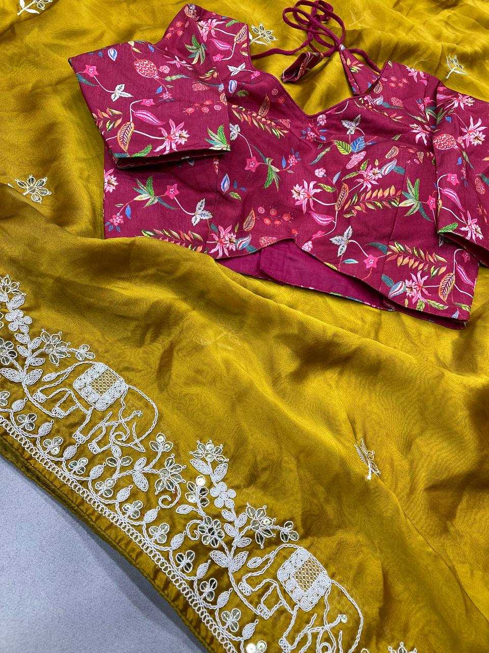 Rangoli Silk  Party Wear Printed  Embroidered Saree