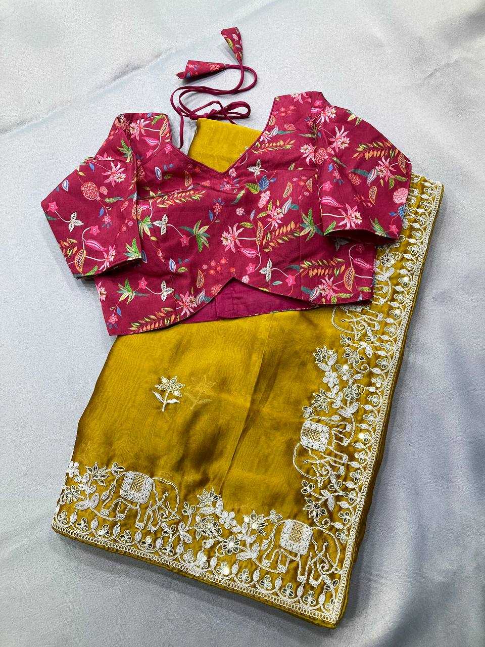 Rangoli Silk  Party Wear Printed  Embroidered Saree