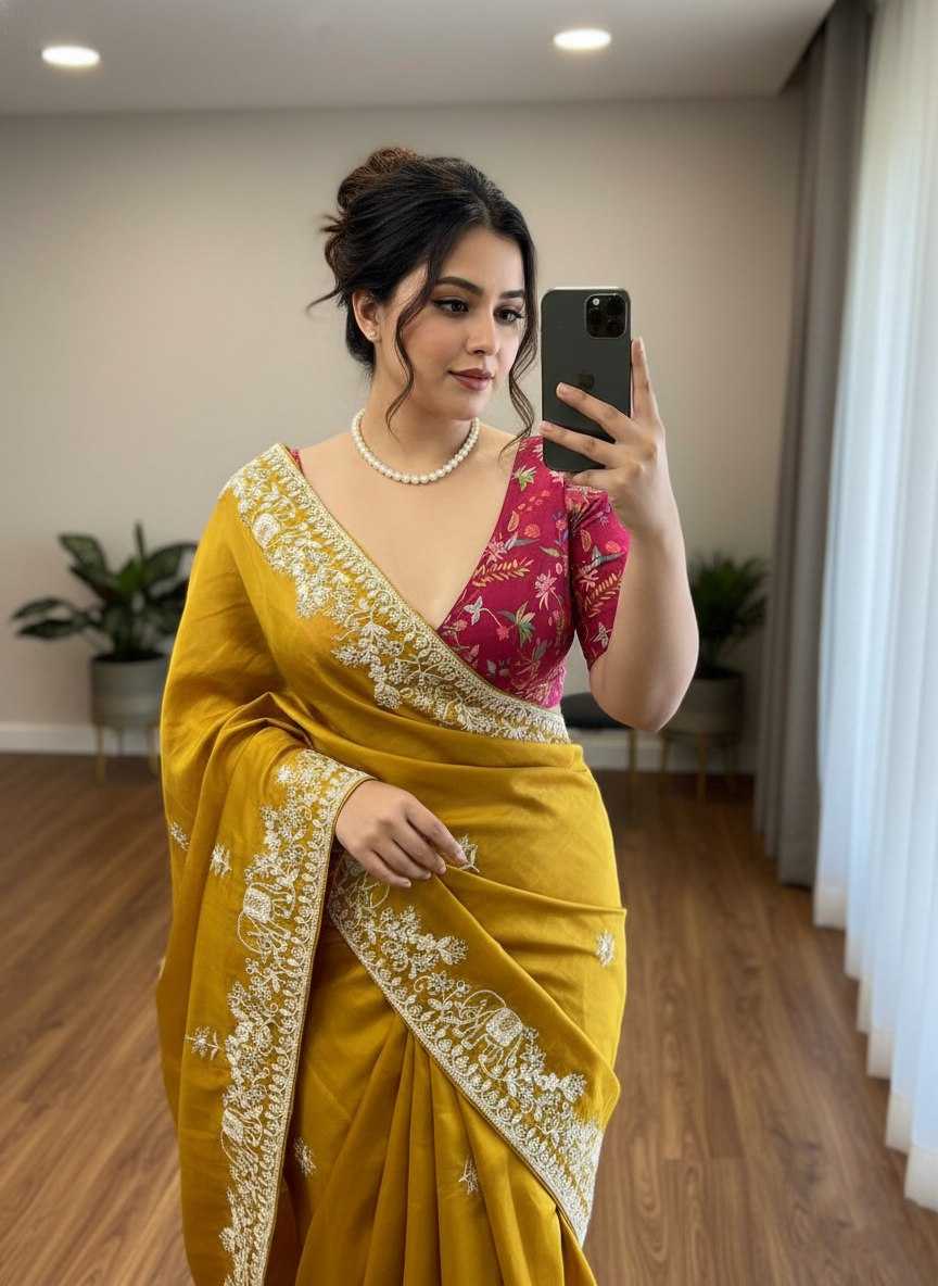 Rangoli Silk  Party Wear Printed  Embroidered Saree