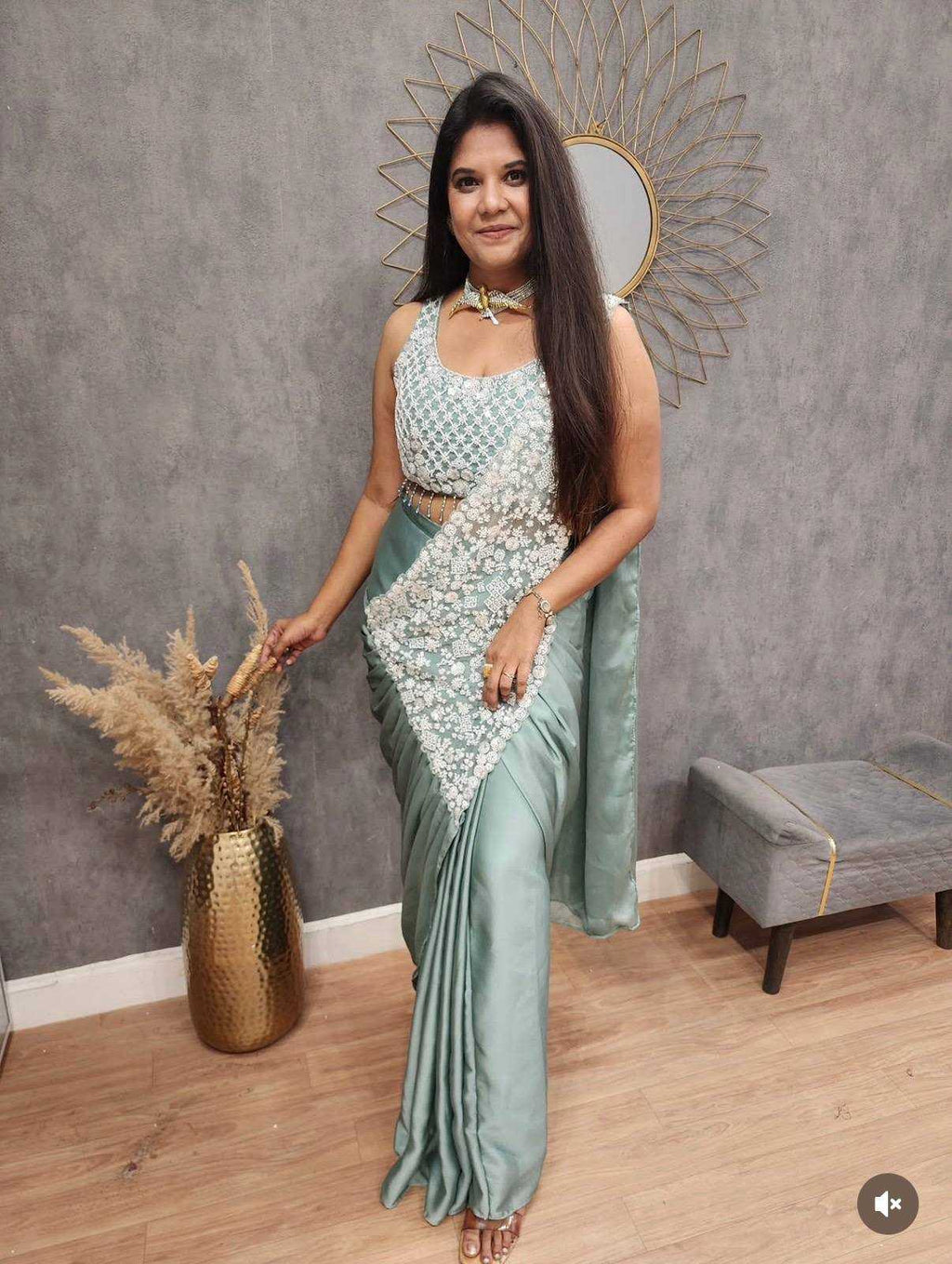 Rangoli Silk Ready To Wear Sequin Embroidered Sarees