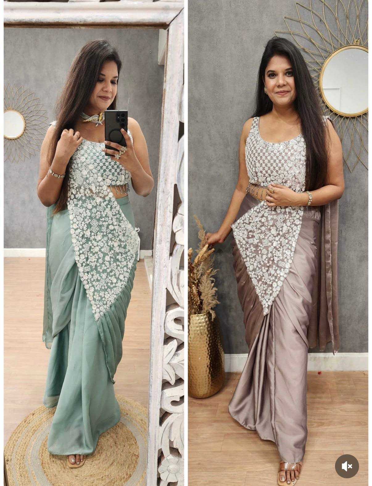 Rangoli Silk Ready To Wear Sequin Embroidered Sarees
