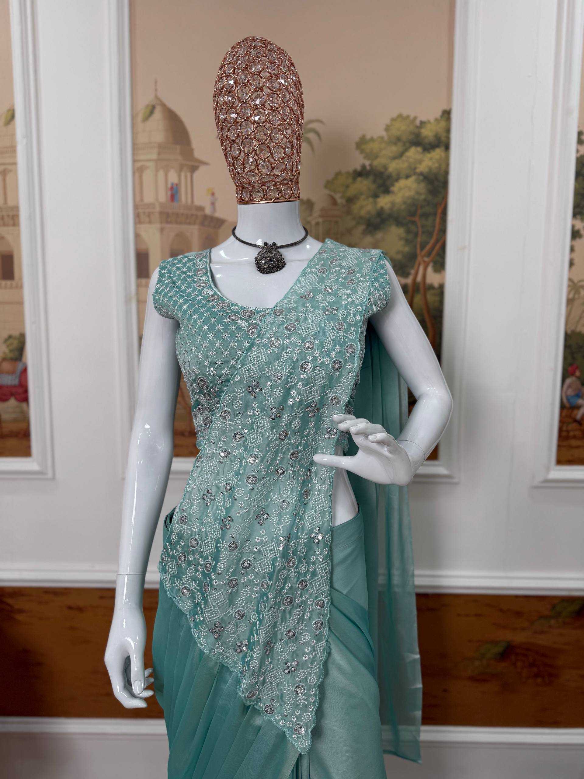 Rangoli Silk Ready To Wear Sequin Embroidered Sarees