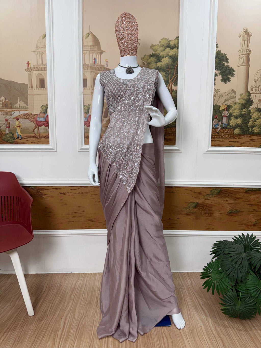 Rangoli Silk Ready To Wear Sequin Embroidered Sarees