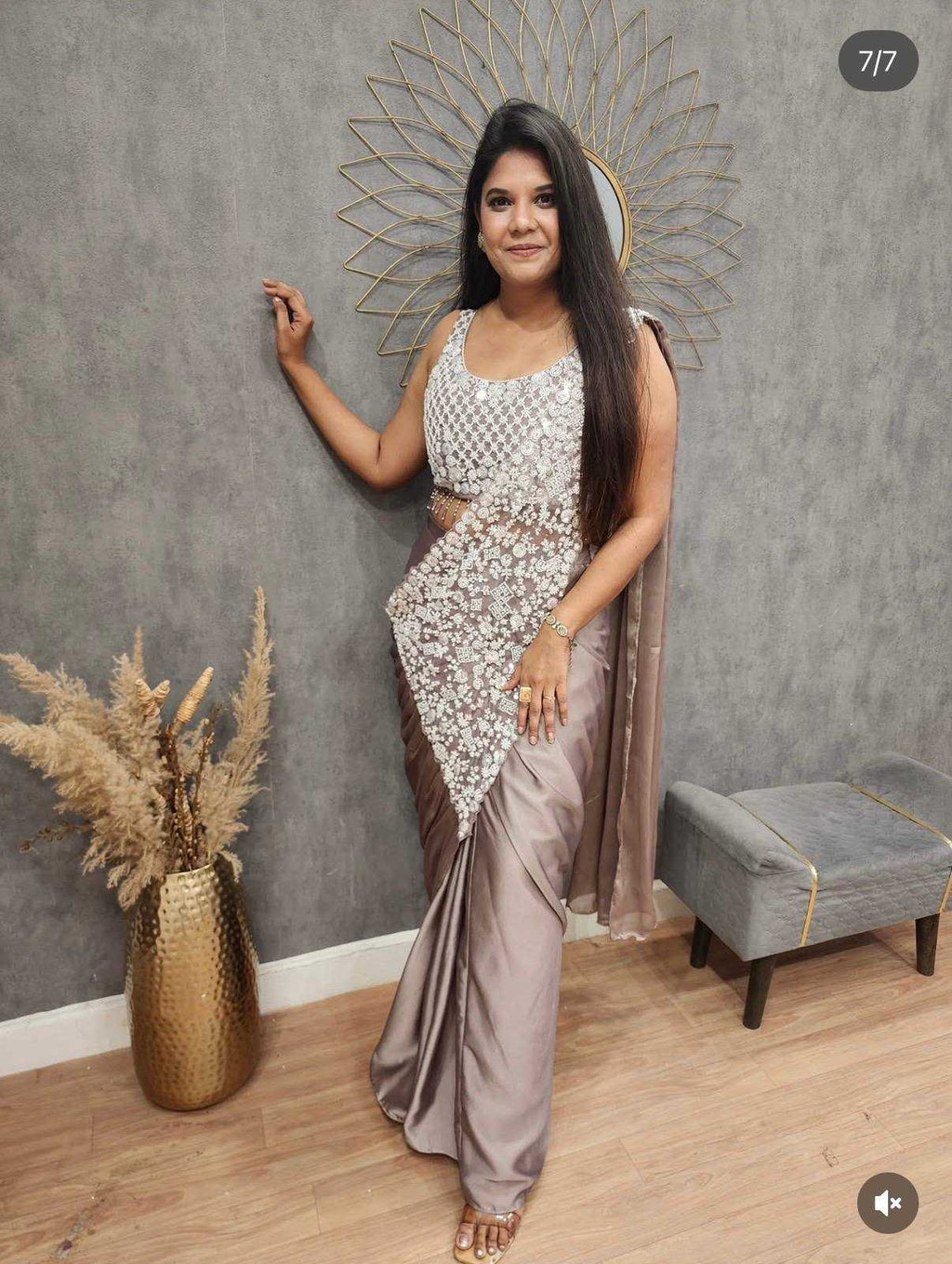 Rangoli Silk Ready To Wear Sequin Embroidered Sarees