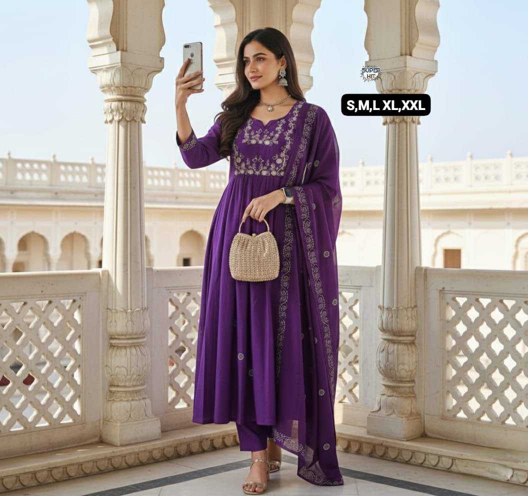 Rayon Slub Kurti Set with Embroidery Work & Chanderi Cotton Dupatta | 3-Piece Casual Festive Ethnic Wear for Women | Everyday & Occasion Wear | S to XXL