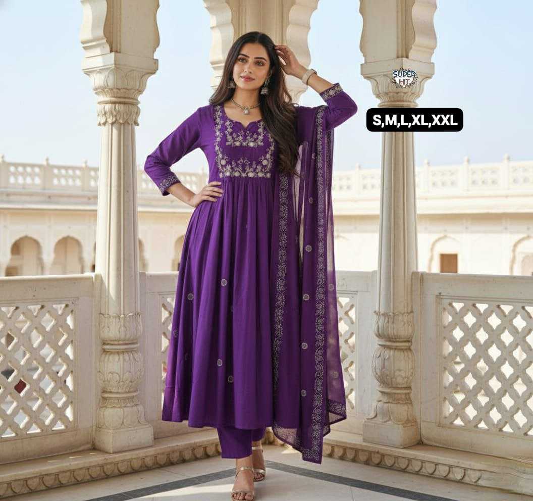 Rayon Slub Kurti Set with Embroidery Work & Chanderi Cotton Dupatta | 3-Piece Casual Festive Ethnic Wear for Women | Everyday & Occasion Wear | S to XXL