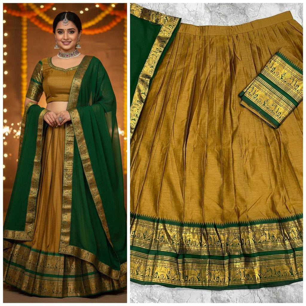 Soft Cotton Silk  Embroidered  Zari Work Lehenga