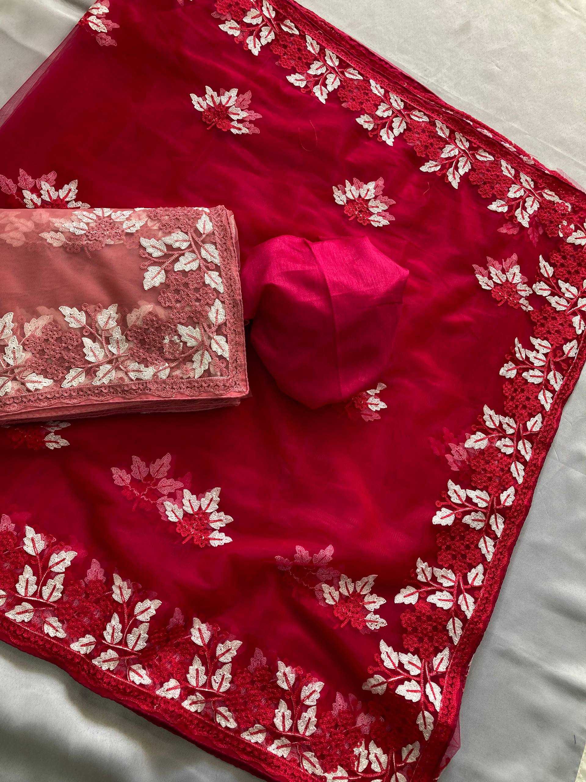 Soft Net   Designer Party Wear  Embroidered Sarees