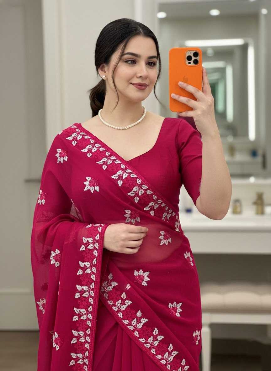 Soft Net   Designer Party Wear  Embroidered Sarees