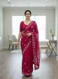 Soft Net   Designer Party Wear  Embroidered Sarees