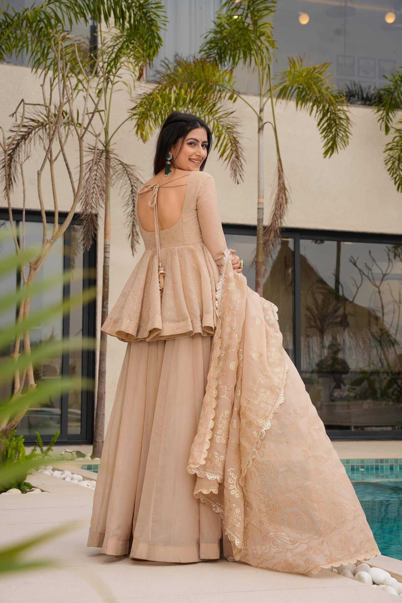 Tabby Silk Organza Embroidery Suit  | Sharara Suit | Shree Vastra India