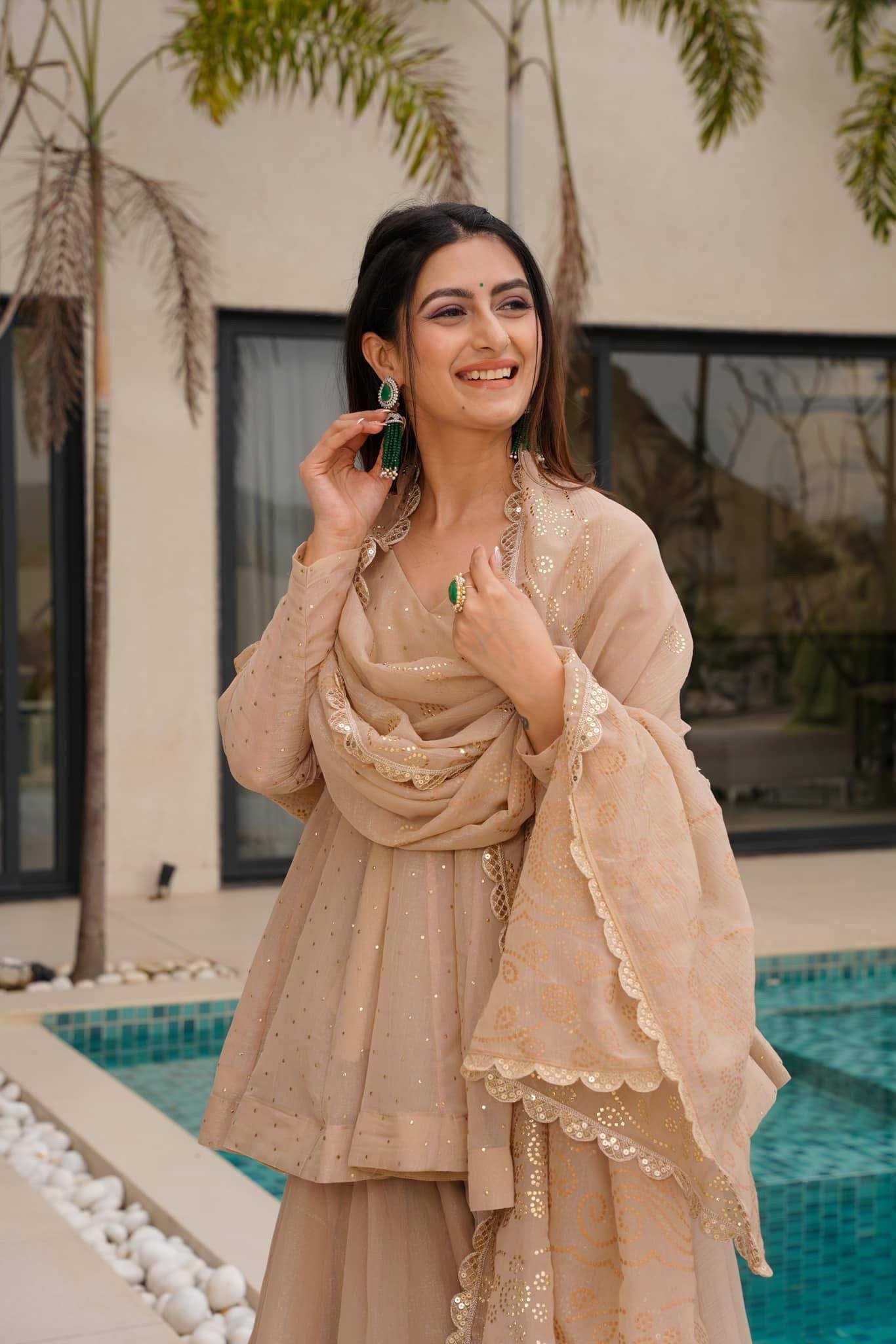 Tabby Silk Organza Embroidery Suit  | Sharara Suit | Shree Vastra India