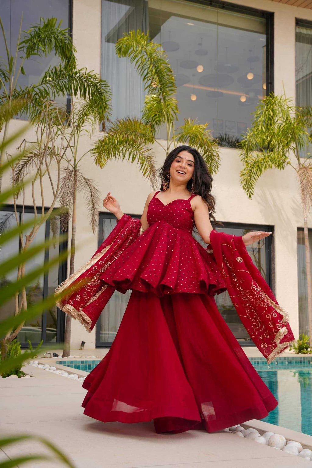 Tabby Silk Organza Embroidery Suit  | Sharara Suit | Shree Vastra India