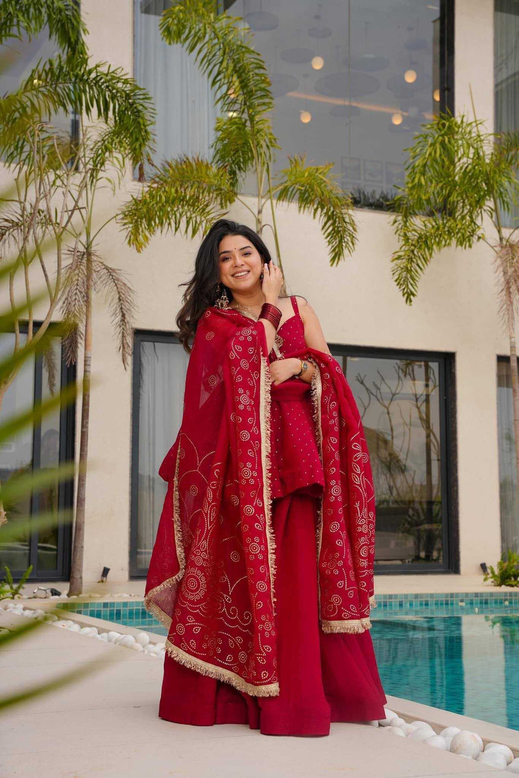 Tabby Silk Organza Embroidery Suit  | Sharara Suit | Shree Vastra India