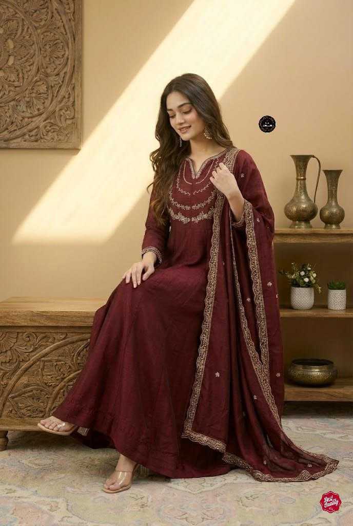 Vichitra Silk Kurti Set with Embroidery Work & Embroidered Dupatta | 3-Piece Palazzo Ethnic Wear for Women | Festive & Wedding Wear | S to XXL