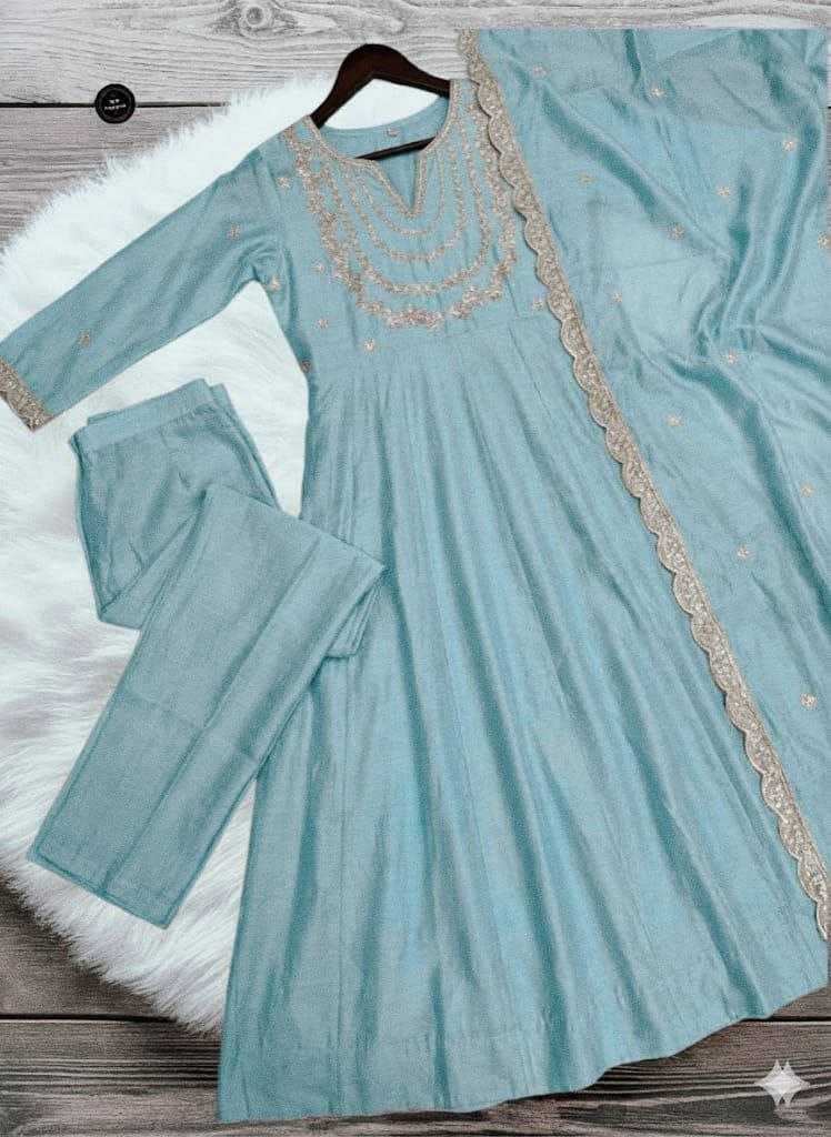Vichitra Silk Kurti Set with Embroidery Work & Embroidered Dupatta | 3-Piece Palazzo Ethnic Wear for Women | Festive & Wedding Wear | S to XXL