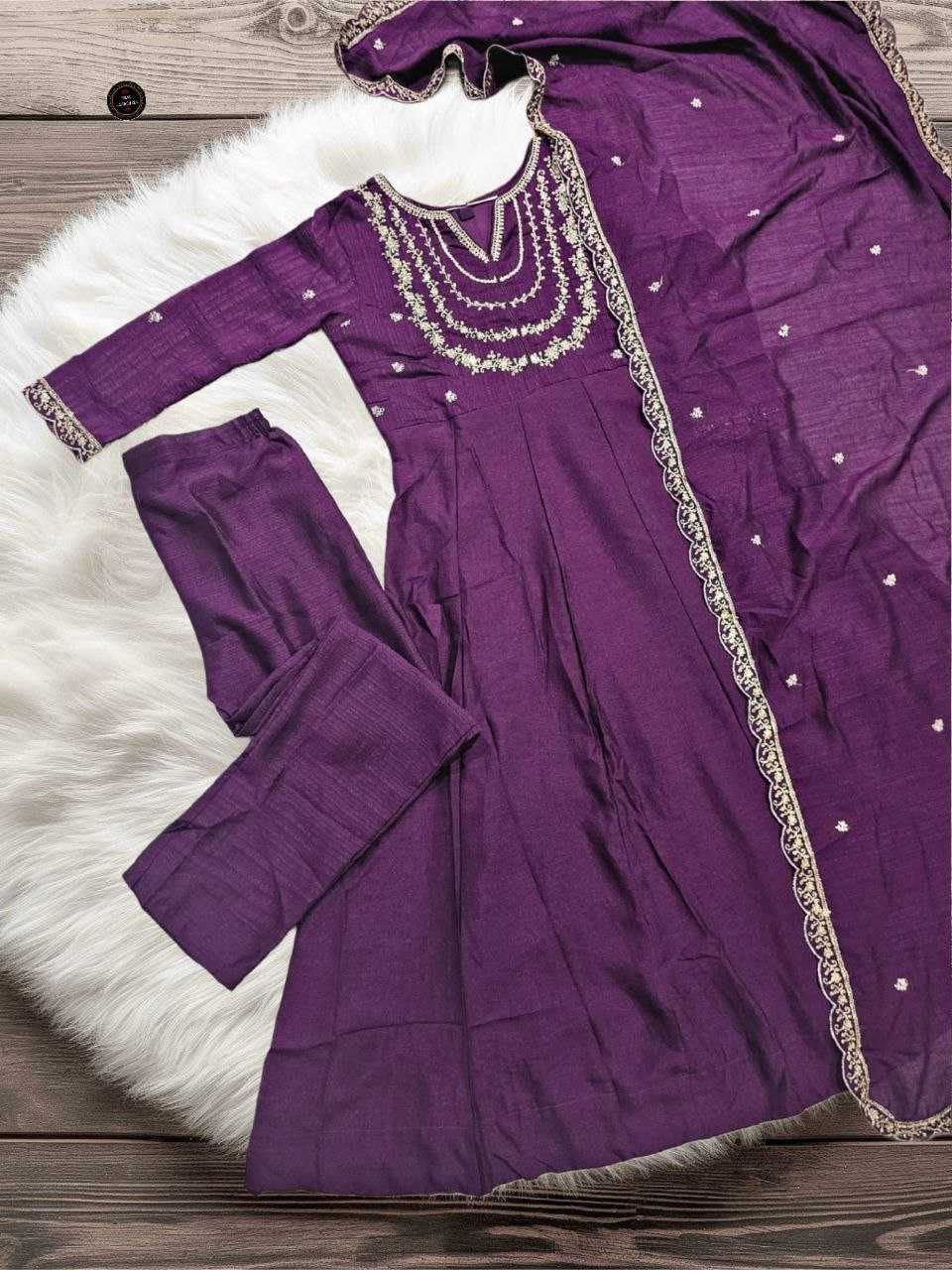 Vichitra Silk Kurti Set with Embroidery Work & Embroidered Dupatta | 3-Piece Palazzo Ethnic Wear for Women | Festive & Wedding Wear | S to XXL