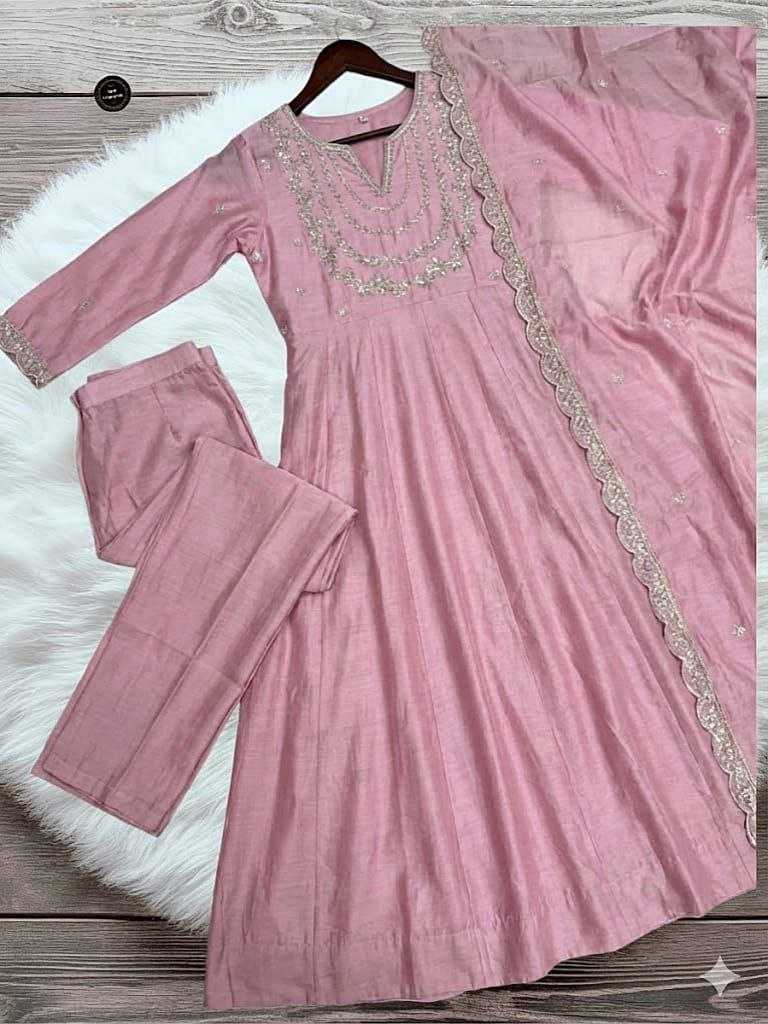 Vichitra Silk Kurti Set with Embroidery Work & Embroidered Dupatta | 3-Piece Palazzo Ethnic Wear for Women | Festive & Wedding Wear | S to XXL