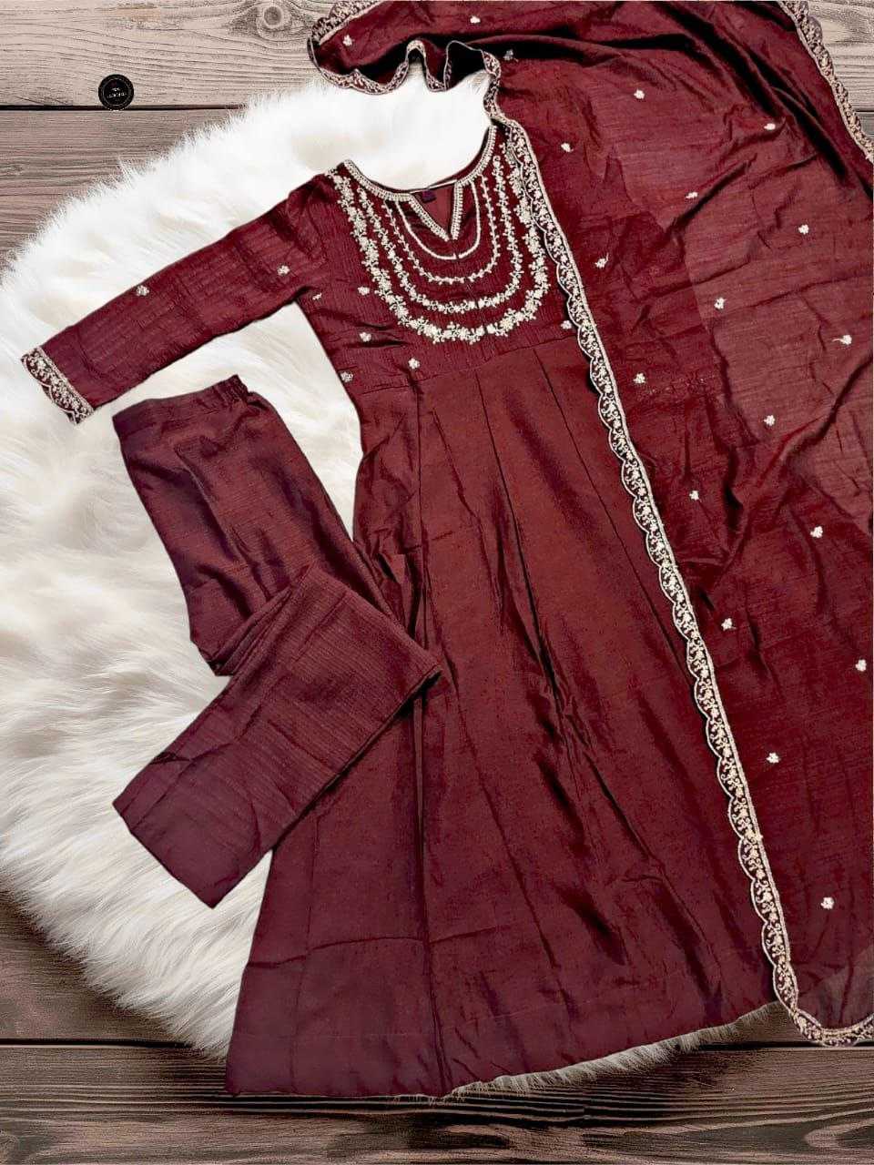 Vichitra Silk Kurti Set with Embroidery Work & Embroidered Dupatta | 3-Piece Palazzo Ethnic Wear for Women | Festive & Wedding Wear | S to XXL