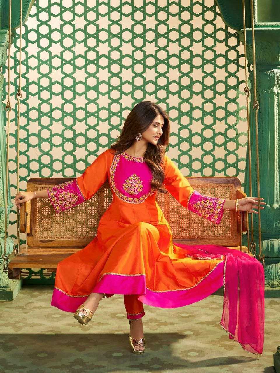 Pure Viscose Chanderi Cotton Silk Kurti Set with Sequence Embroidery & Chinon Dupatta | 3-Piece Ethnic Wear for Women | Festive & Party Wear | S to XXL
