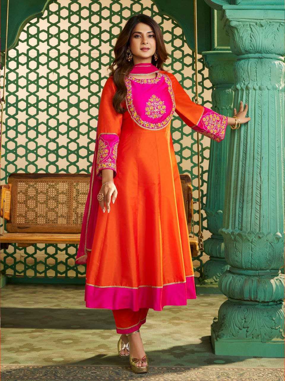 Pure Viscose Chanderi Cotton Silk Kurti Set with Sequence Embroidery & Chinon Dupatta | 3-Piece Ethnic Wear for Women | Festive & Party Wear | S to XXL