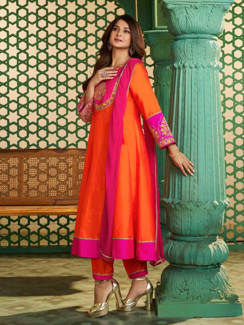 Pure Viscose Chanderi Cotton Silk Kurti Set with Sequence Embroidery & Chinon Dupatta | 3-Piece Ethnic Wear for Women | Festive & Party Wear | S to XXL