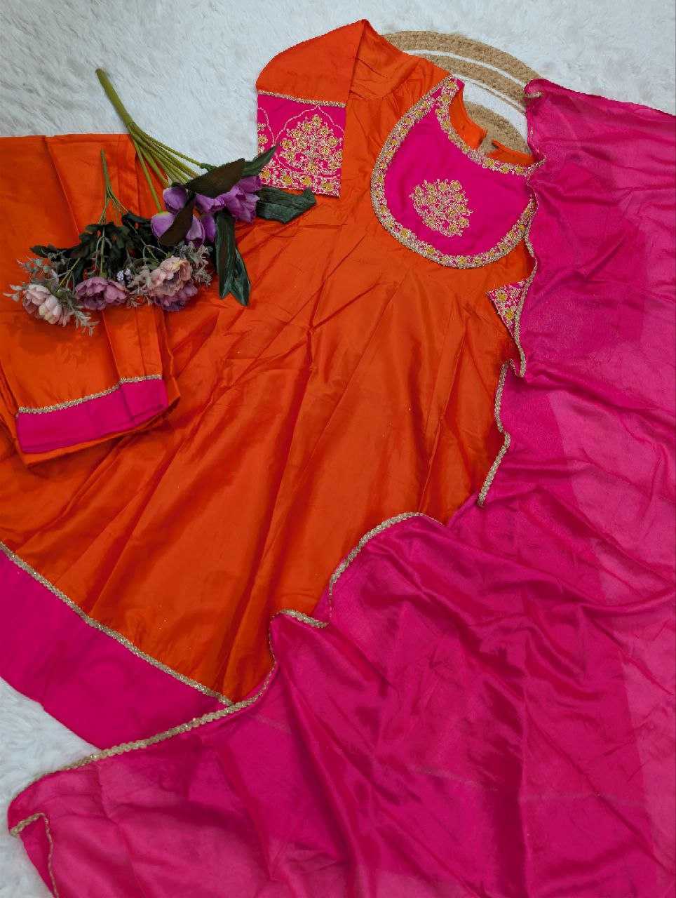Pure Viscose Chanderi Cotton Silk Kurti Set with Sequence Embroidery & Chinon Dupatta | 3-Piece Ethnic Wear for Women | Festive & Party Wear | S to XXL