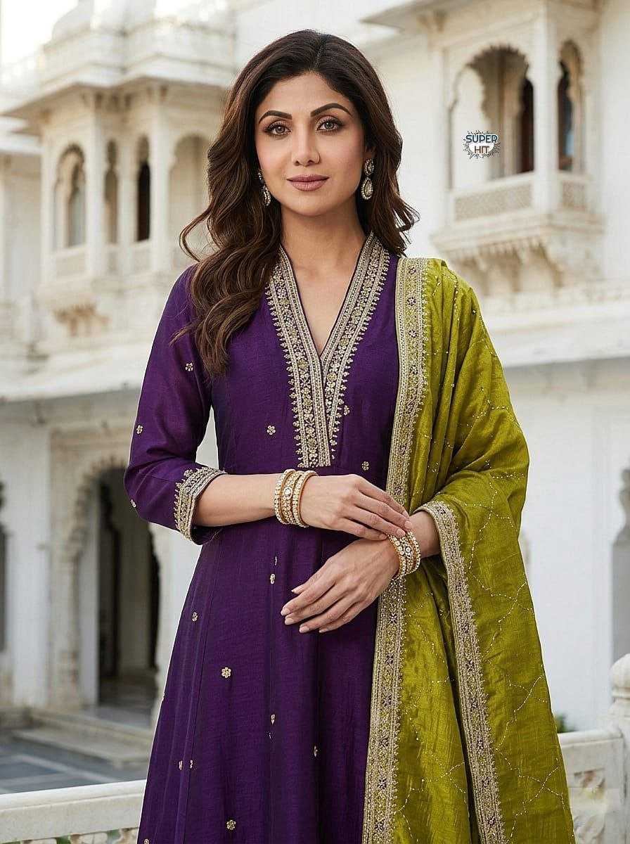 Pure Viscose Chanderi Silk Kurti Set with Sequence Embroidery & Organza Embroidery Dupatta | 3-Piece Festive Ethnic Wear for Women | S to XXL