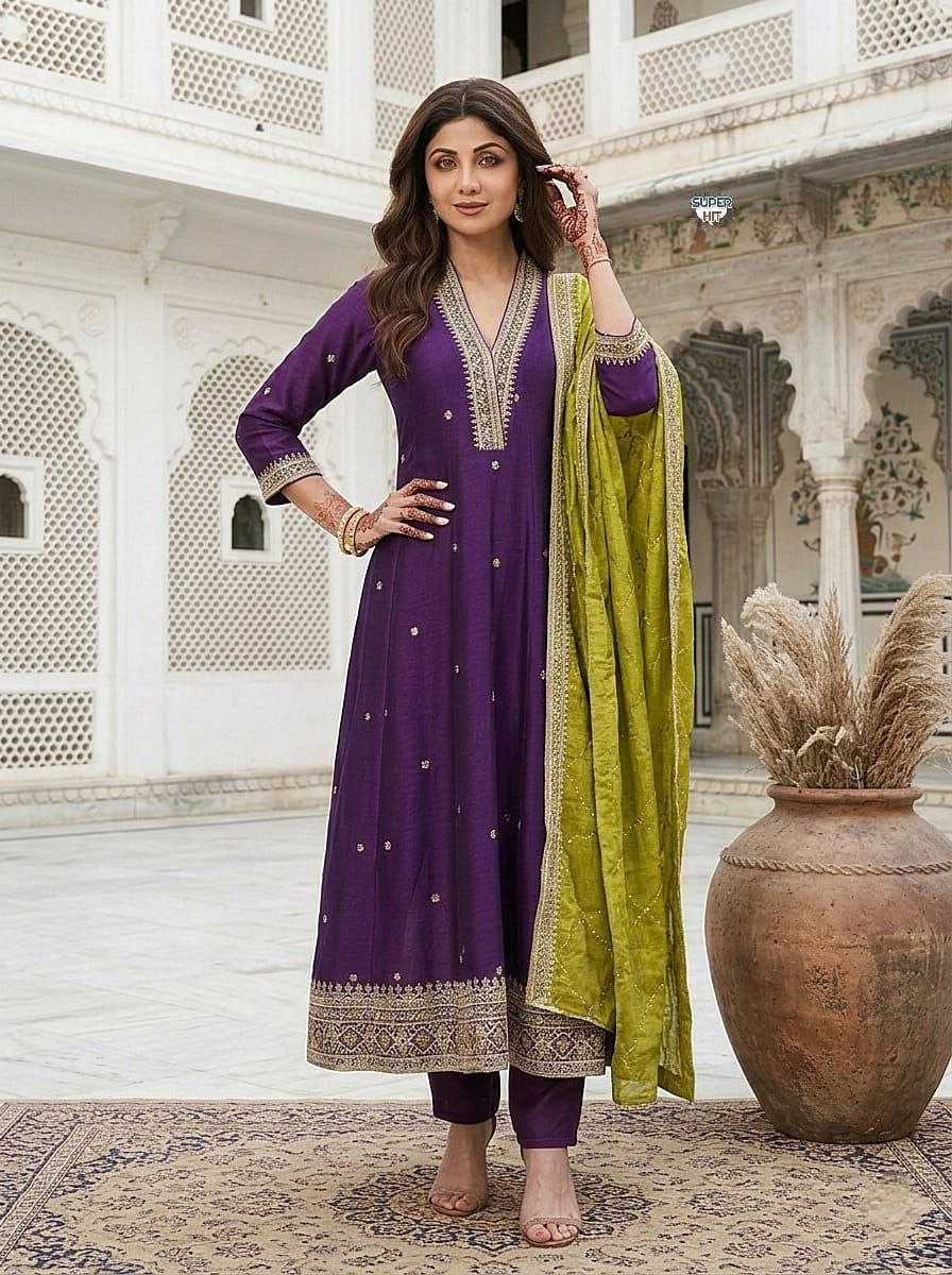 Pure Viscose Chanderi Silk Kurti Set with Sequence Embroidery & Organza Embroidery Dupatta | 3-Piece Festive Ethnic Wear for Women | S to XXL