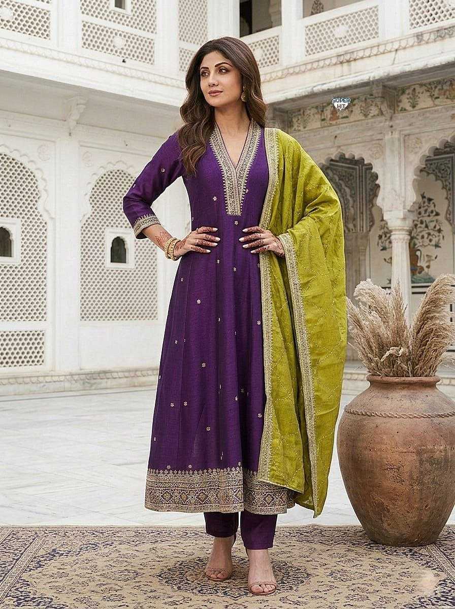 Pure Viscose Chanderi Silk Kurti Set with Sequence Embroidery & Organza Embroidery Dupatta | 3-Piece Festive Ethnic Wear for Women | S to XXL